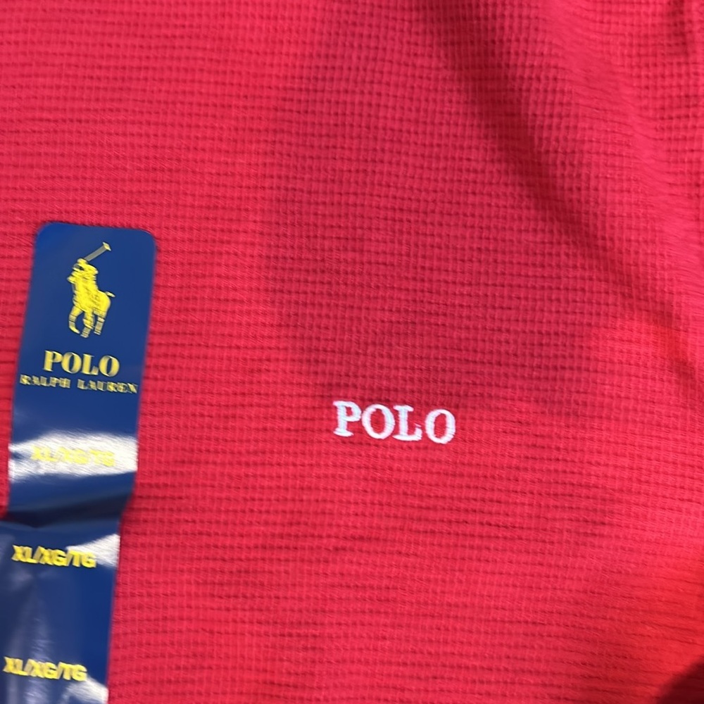 Polo Ralph Lauren Mens Waffle Knit Long Sleeve Tshirt Sz XL Thermal Red - Picture 4 of 4